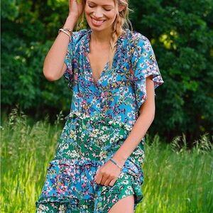 Anthropologie Floral Tiered Dress